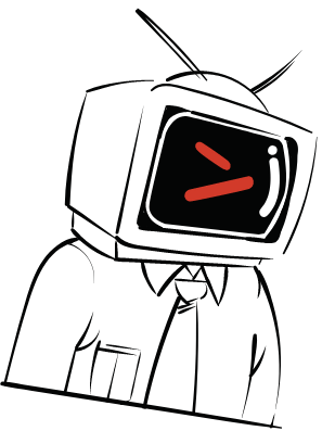 TV Head doodle with Red Drive icon
